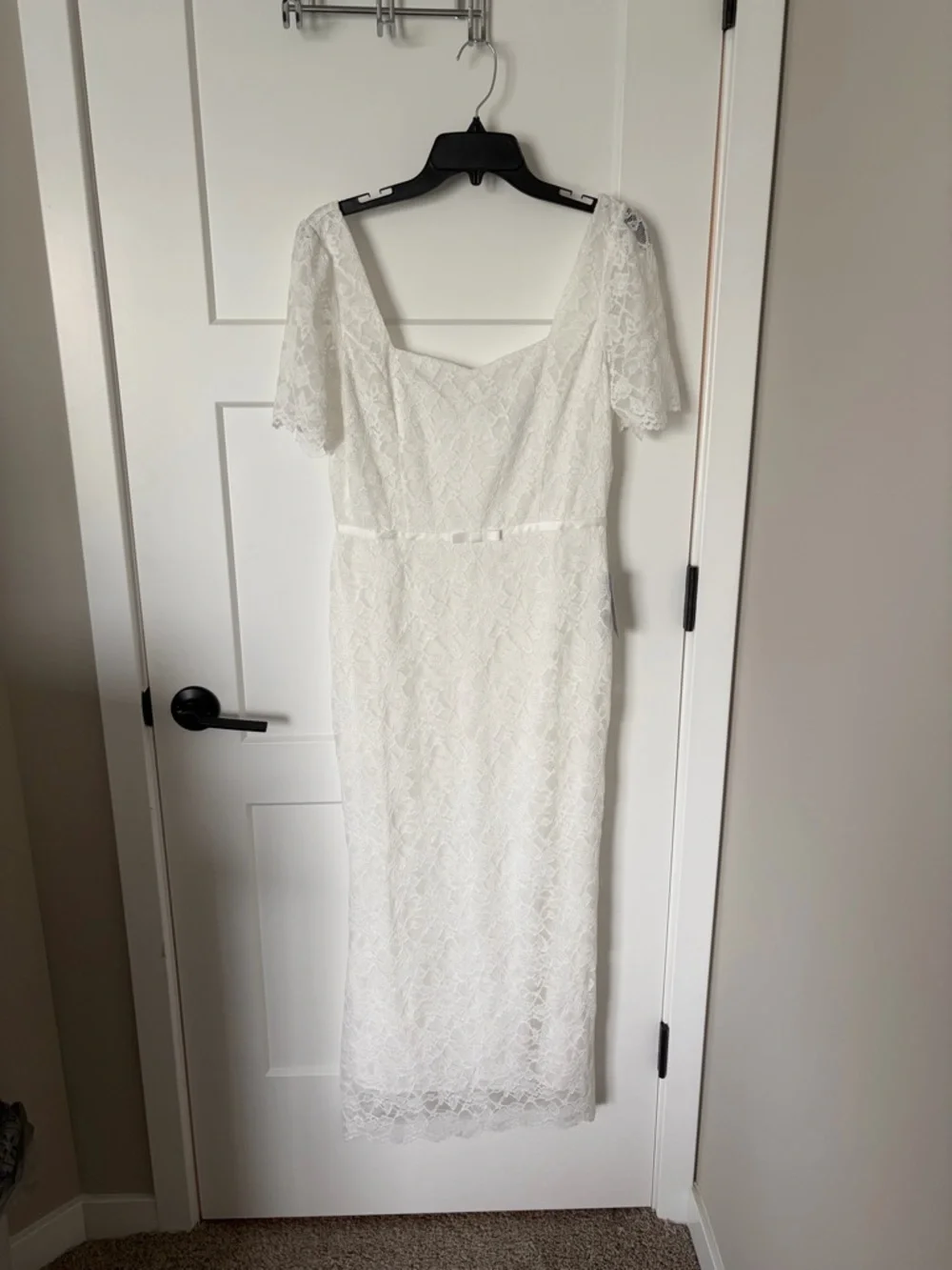 NWT: NSR White Lace Midi Dress with Square Neck - Picture 3 of 9